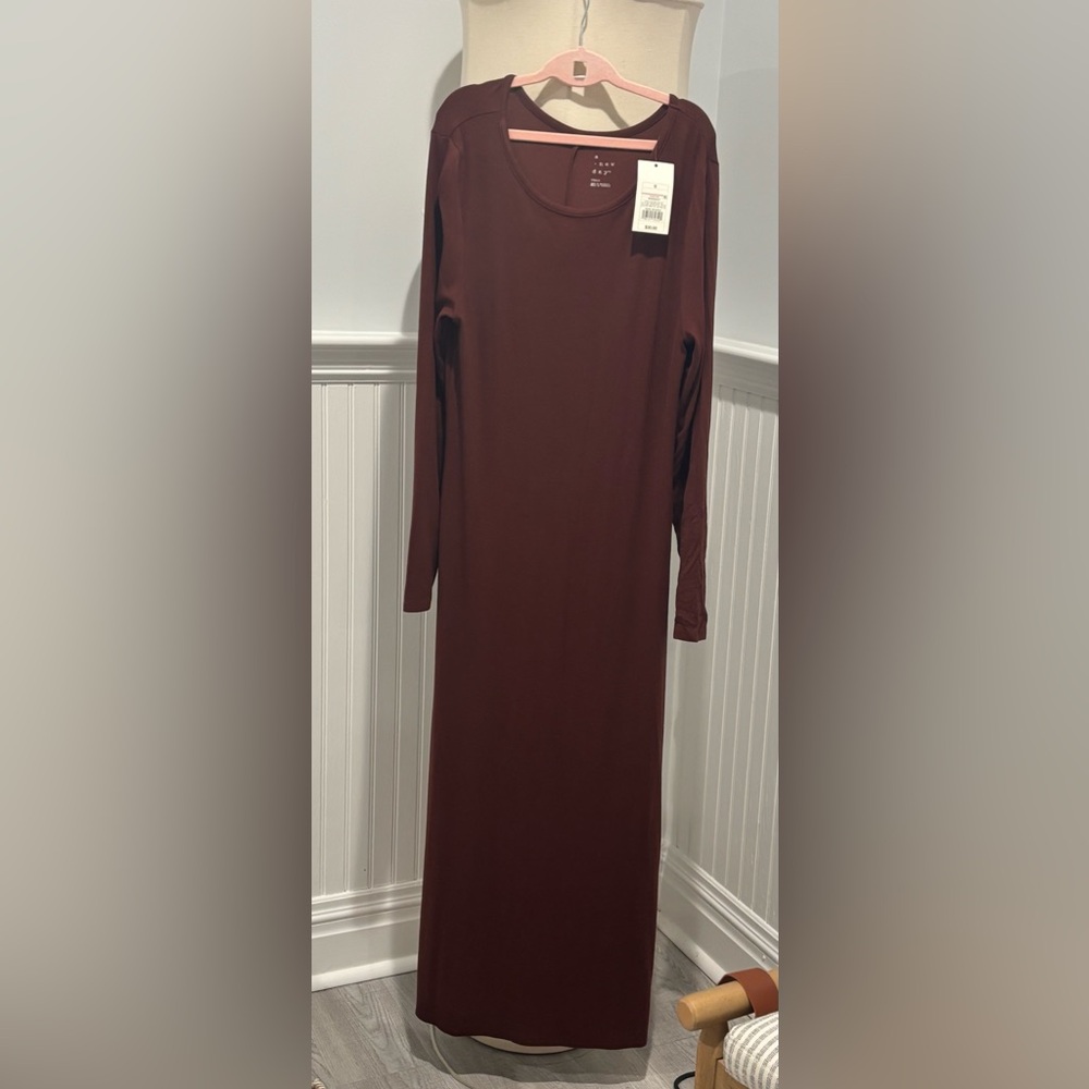 a new day Rich Brown Long Sleeve Dress